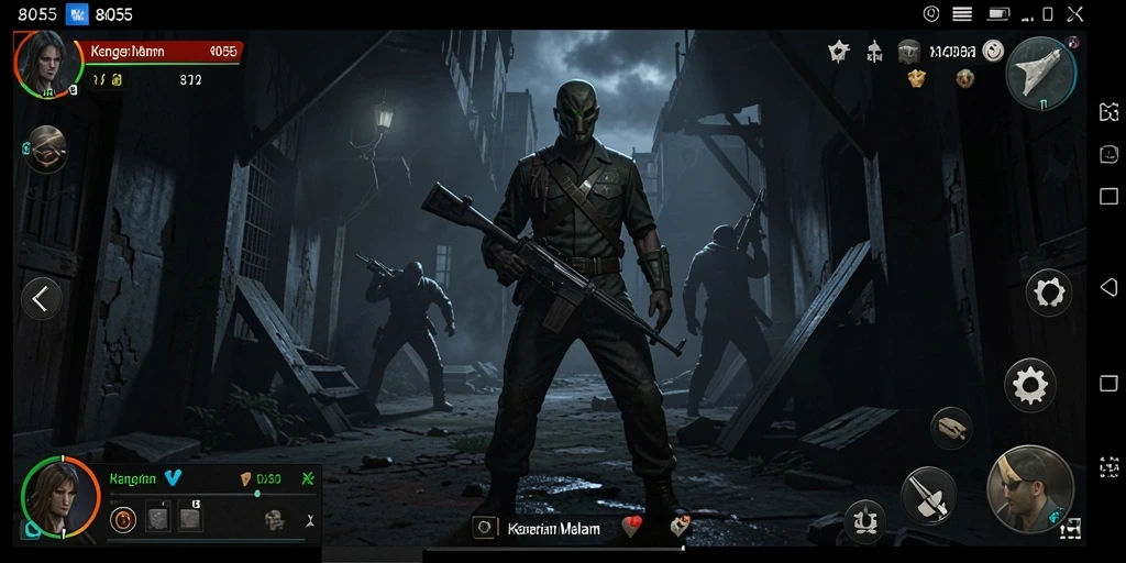 Gambaran gameplay menyeramkan di dalam kegelapan.