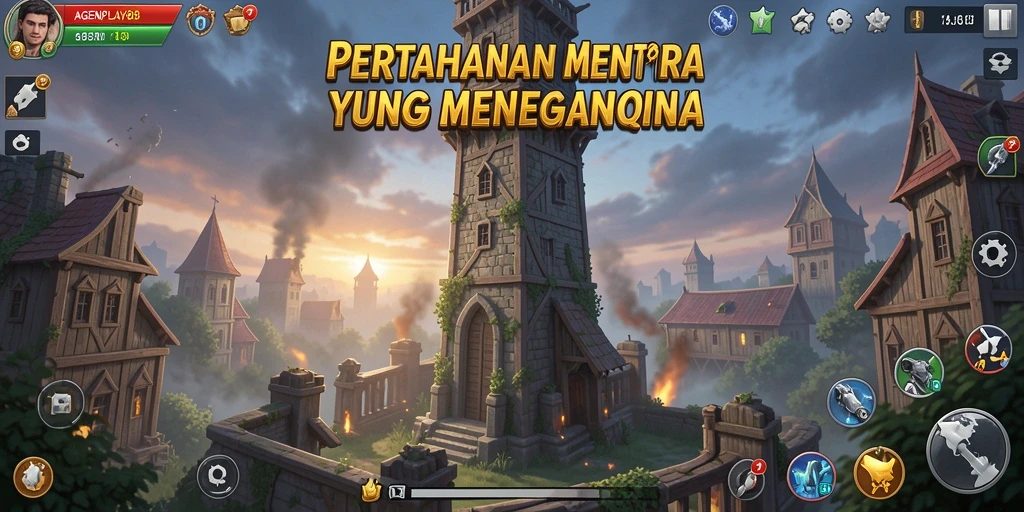 Tampilan gameplay yang mendebarkan dari AGENPLAY88 dengan pertahanan menara.