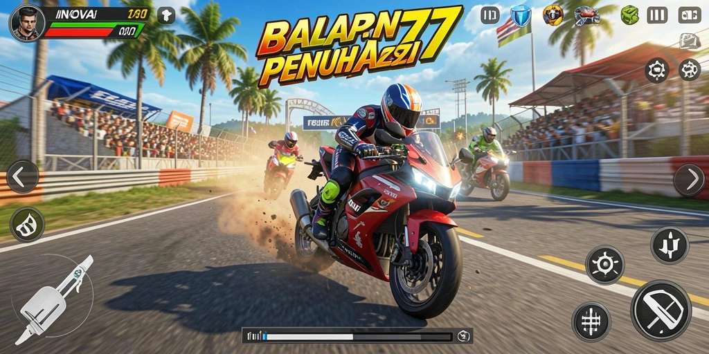 Gameplay mendebarkan balapan motor di INOVA77.