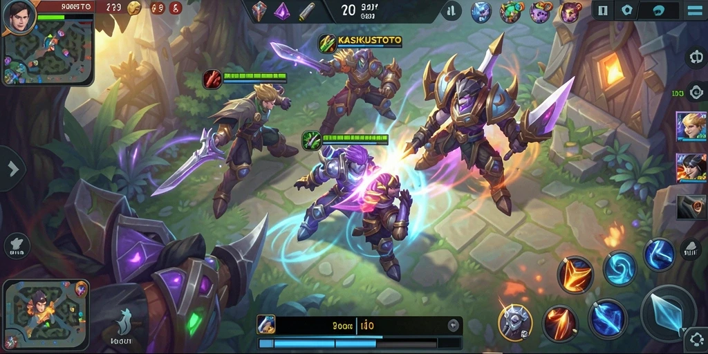 Tampilan menarik dari gameplay KASKUSTOTO dalam pertempuran MOBA.