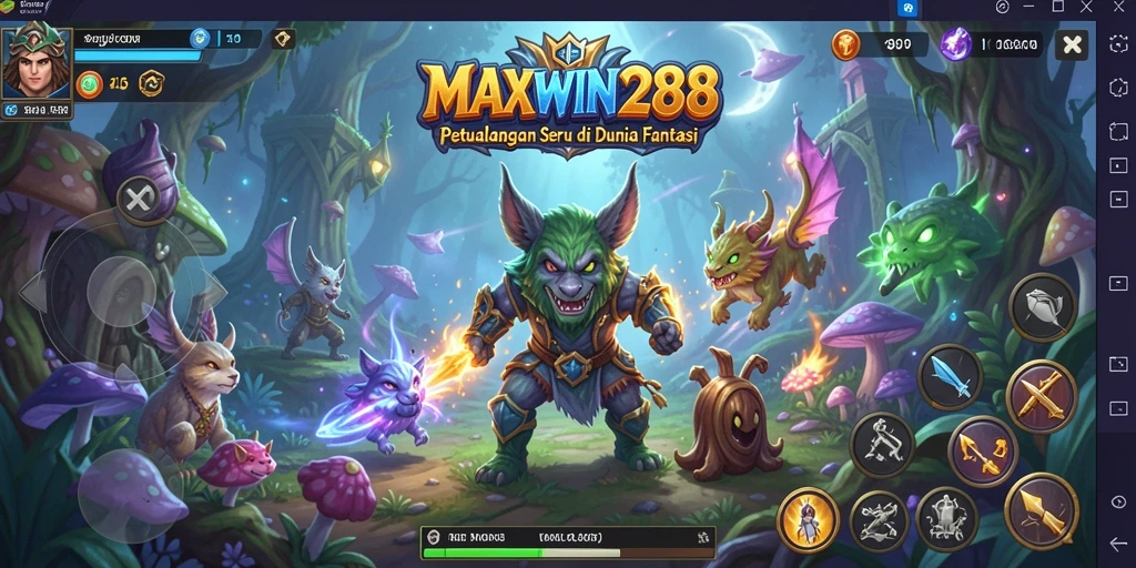 Screenshot MAXWIN288 menampilkan karakter dalam petualangan seru di dunia fantasi.