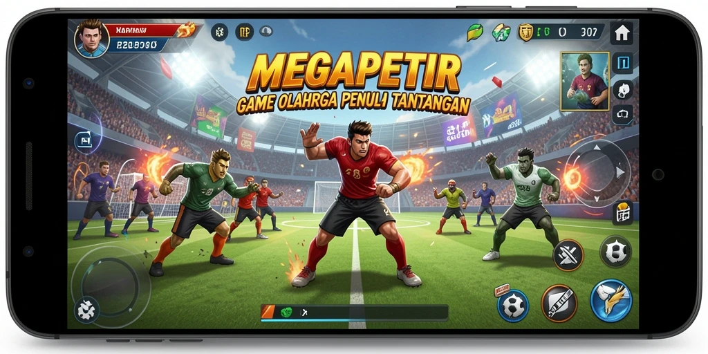 Tampilan gameplay seru dalam MEGAPETIR dengan berbagai olahraga.