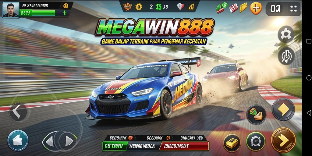 Gameplay balap seru dalam MEGAWIN888 dengan grafis menakjubkan.