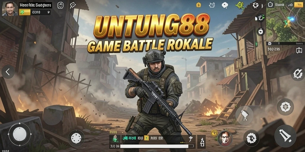 Tampilan aksi seru dalam gameplay Battle Royale UNTUNG88.